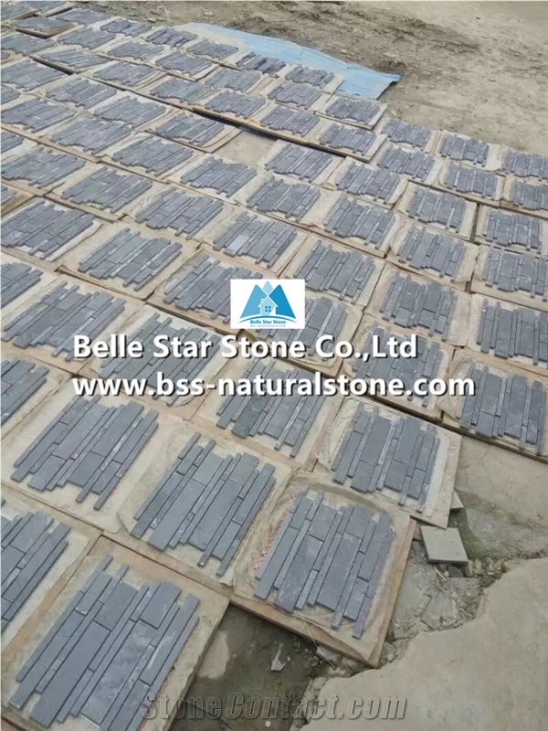 China Black Riven Slate Mosaic,Charcoal Grey Split Face Slate Wall Mosaic,Carbon Black Slate Floor Mosaic,Dark Grey Slate Mosaic Pattern,Natural Slate Stone Mosaic,Black Mosaic Wall Tiles