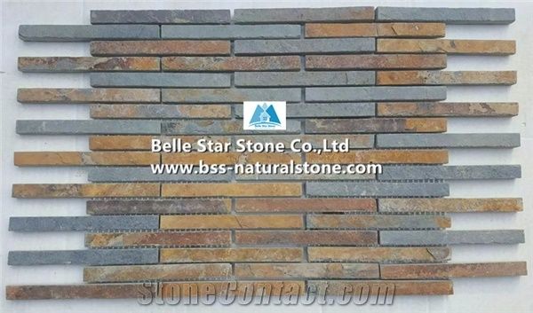 China Multicolour Riven Slate Mosaic,Rusty Split Face Slate Wall Mosaic,Sunset Slate Mosaic Pattern,Copper Rust Slate Floor Mosaic,Autumn Rose Slate Mosaic Tiles,Natural Multicolor Slate Stone Mosaic