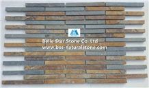 China Multicolour Riven Slate Mosaic,Rusty Split Face Slate Wall Mosaic,Sunset Slate Mosaic Pattern,Copper Rust Slate Floor Mosaic,Autumn Rose Slate Mosaic Tiles,Natural Multicolor Slate Stone Mosaic