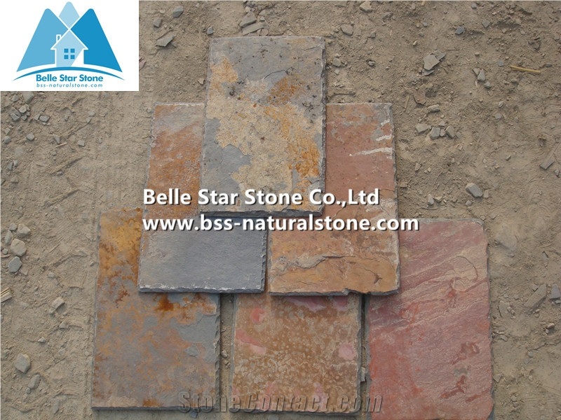 China Multicolour Roofing Slate,Rusty Split Face Slate Roof Tiles,Sunset Slate Roofing,Autumn Rose Roof Slates,Copper Rust Slate Roofing Materials,Multicolor Slate Roof Shingles