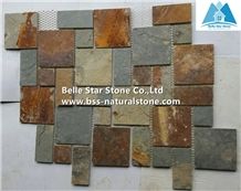 China Multicolour Slate Meshed Flagstone,Rusty Split Face Slate Flagstone Wall,Sunset Slate Flagstone Paving Set,Autumn Rose Slate Flagstone Patio,Copper Rust Slate Flagstone Walkway,Flagstone Pavers