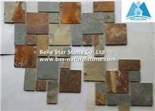 China Multicolour Slate Meshed Flagstone,Rusty Split Face Slate Flagstone Wall,Sunset Slate Flagstone Paving Set,Autumn Rose Slate Flagstone Patio,Copper Rust Slate Flagstone Walkway,Flagstone Pavers