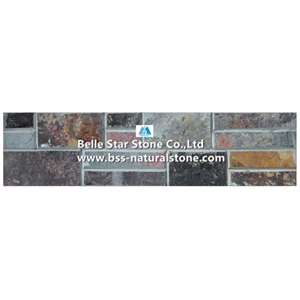 China Multicolour Split Face Beveled Edges Slate Stacked Stone,Rusty Riven Slate Stone Cladding,Copper Rust Slate Stone Wall Panels,Sunset Slate Culture Stone,Autumn Rose Slate Ledgestone