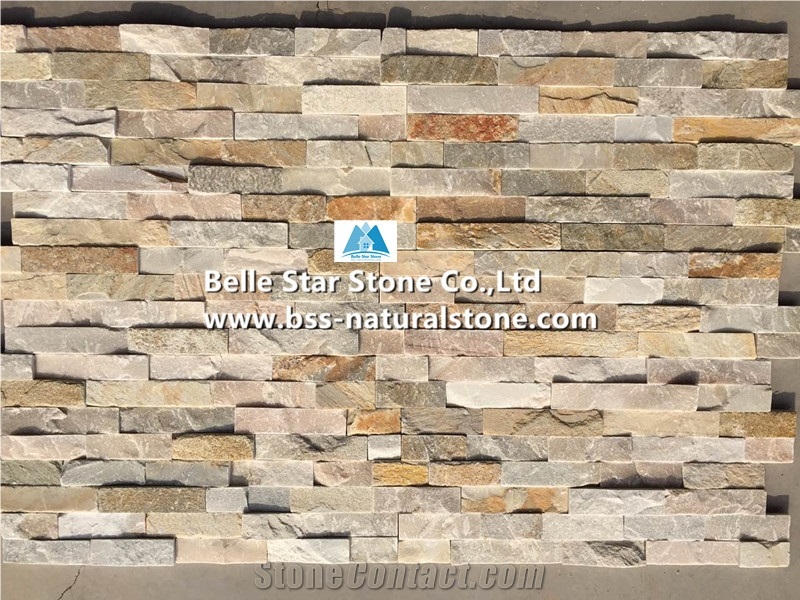 Desert Gold Quartzite Ledgestone,Oyster Split Face Slate Thin Stone Veneer,White Gold Quartzite Culture Stone,Honey Golden Quartzite Z Stone Wall Panels,Silver Sunset Quartzite Stacked Stone 10x36cm