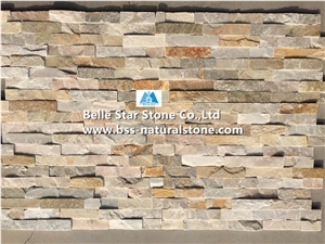 Desert Gold Quartzite Ledgestone,Oyster Split Face Slate Thin Stone Veneer,White Gold Quartzite Culture Stone,Honey Golden Quartzite Z Stone Wall Panels,Silver Sunset Quartzite Stacked Stone 10x36cm