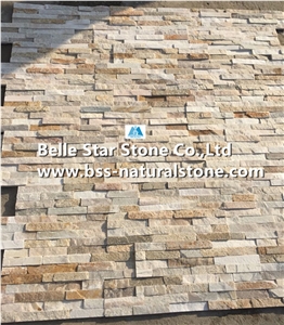 Desert Gold Quartzite Ledgestone,Oyster Split Face Slate Thin Stone Veneer,White Gold Quartzite Culture Stone,Honey Golden Quartzite Z Stone Wall Panels,Silver Sunset Quartzite Stacked Stone 10x36cm