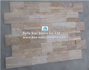 Gold Wooden Quartzite 18X35cm S Cut Stone Cladding,Natural Quartzite Thin Stone Veneer,Natural Stone Cladding,Quartzite Stacked Stone,Quartzite Culture Stone,Natural Stone Wall Panels,Ledgestone