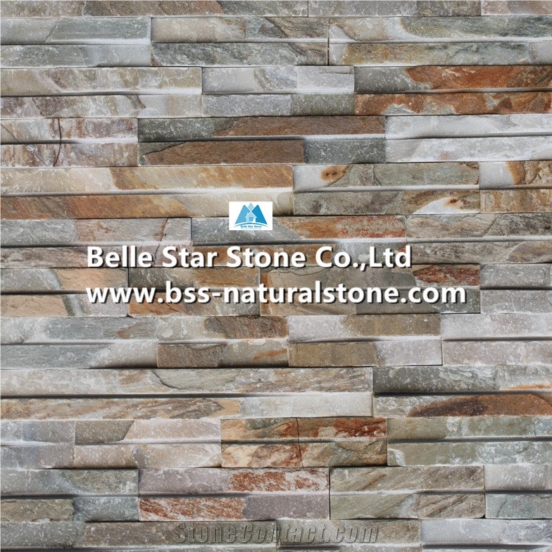 Oyster Split Face Grooved Slate Stacked Stone,White Gold Quartzite Ledgestone,Silver Sunset Quartzite Stone Cladding,Desert Gold Quartzite Culture Stone,Honey Golden Quartzite Stone Wall Panels