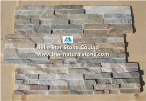Oyster Split Face Grooved Slate Stacked Stone,White Gold Quartzite Ledgestone,Silver Sunset Quartzite Stone Cladding,Desert Gold Quartzite Culture Stone,Honey Golden Quartzite Stone Wall Panels