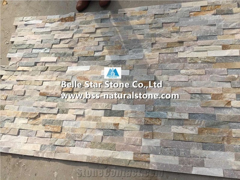 Oyster Split Face Slate Culture Stone,White Gold Quartzite Ledgestone,Desert Gold Quartzite Stacked Stone,Silver Sunset Quartzite Z Stone Wall Panels,Honey Golden Quartzite Thin Stone Veneer 10x40cm