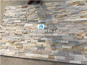 Oyster Split Face Slate Culture Stone,White Gold Quartzite Ledgestone,Desert Gold Quartzite Stacked Stone,Silver Sunset Quartzite Z Stone Wall Panels,Honey Golden Quartzite Thin Stone Veneer 10x40cm