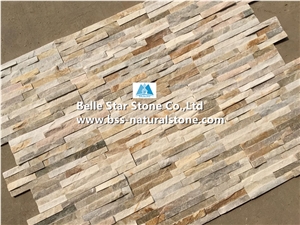 Oyster Split Face Slate Culture Stone,White Gold Quartzite Ledgestone,Desert Gold Quartzite Stacked Stone,Silver Sunset Quartzite Z Stone Wall Panels,Honey Golden Quartzite Thin Stone Veneer 10x40cm