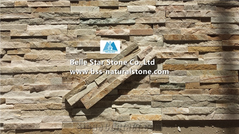 Oyster Split Face Slate Culture Stone,White Gold Quartzite Ledgestone,Desert Gold Quartzite Stacked Stone,Silver Sunset Quartzite Z Stone Wall Panels,Honey Golden Quartzite Thin Stone Veneer 10x40cm