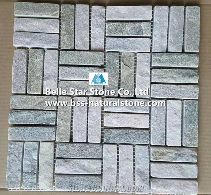 Oyster Split Face Slate Mosaic,Silver Sunset Quartzite Wall Mosaic,White Gold Quartzite Floor Mosaic,Desert Gold Quartzite Mosaic Pattern,Oyster Stone Mosaic,Interior Wall Stone Mosaic,Mosaic Tiles