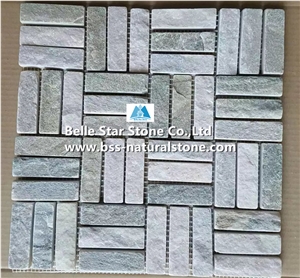 Oyster Split Face Slate Mosaic,Silver Sunset Quartzite Wall Mosaic,White Gold Quartzite Floor Mosaic,Desert Gold Quartzite Mosaic Pattern,Oyster Stone Mosaic,Interior Wall Stone Mosaic,Mosaic Tiles