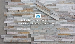 Oyster Split Face Slate Stacked Stone,White Gold Quartzite Culture Stone,Desert Gold Quartzite Ledge Stone,Honey Golden Quartzite Thin Stone Veneer,Silver Sunset Quartzite Z Stone Wall Panels 10x36