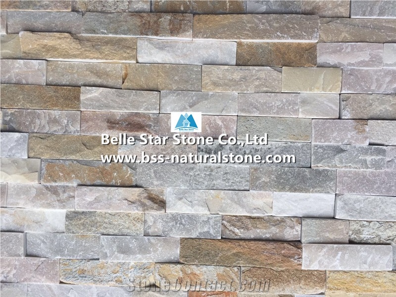 Oyster Split Face Slate Stacked Stone,White Gold Quartzite Culture Stone,Desert Gold Quartzite Ledge Stone,Honey Golden Quartzite Thin Stone Veneer,Silver Sunset Quartzite Z Stone Wall Panels 10x36