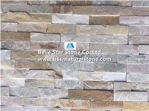 Oyster Split Face Slate Stacked Stone,White Gold Quartzite Culture Stone,Desert Gold Quartzite Ledge Stone,Honey Golden Quartzite Thin Stone Veneer,Silver Sunset Quartzite Z Stone Wall Panels 10x36