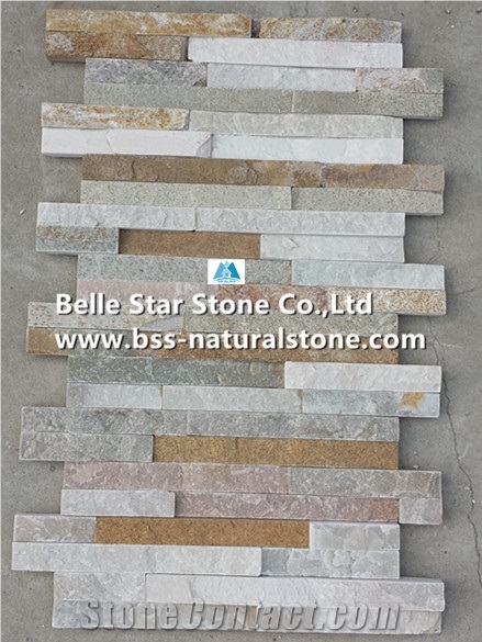 Oyster Split Face Slate Stacked Stone,White Gold Quartzite Culture Stone,Desert Gold Quartzite Ledge Stone,Honey Golden Quartzite Thin Stone Veneer,Silver Sunset Quartzite Z Stone Wall Panels 10x36