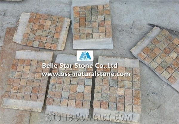 Rustic Quartzite Mosaic,Quartzite Wall Mosaic,Multicolor Quartzite Mosaic Pattern,Quartzite Floor Mosaic,Natural Quartzite Stone Mosaic,Rustic Mosaic Tiles,Interior Wall Mosaic Stone,Flamed Quartzite