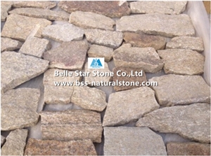 Sesame Yellow Granite Random Flagstone,Yellow Irregular Flagstone,Granite Crazy Stone,Yellow Flagstone Wall,Flagstone Driveway,Flagstone Patio Pavers,Flagstone Walkway,Granite Landscaping Stone