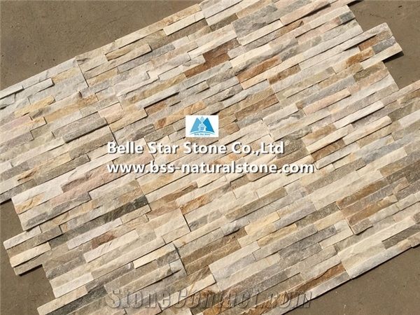 Silver Sunset Quartzite Thin Stone Veneer,Oyster Split Face Slate Culture Stone,White Gold Quartzite Ledgestone,Golden Honey Quartzite Stacked Stone,Desert Gold Quartzite Z Stone Panels,Stone Cladding