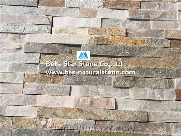 Silver Sunset Quartzite Thin Stone Veneer,Oyster Split Face Slate Culture Stone,White Gold Quartzite Ledgestone,Golden Honey Quartzite Stacked Stone,Desert Gold Quartzite Z Stone Panels,Stone Cladding
