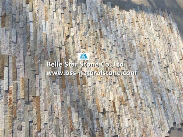 Silver Sunset Quartzite Thin Stone Veneer,Oyster Split Face Slate Culture Stone,White Gold Quartzite Ledgestone,Golden Honey Quartzite Stacked Stone,Desert Gold Quartzite Z Stone Panels,Stone Cladding