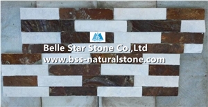 Snow White Quartzite Mixed Multicolor Slate Stacked Stone,Natural Stone Panel,Quartzite & Slate Ledgestone,Real Slate Quartzite Culture Stone,Porches Stone Wall Panels,Fireplace Ledgestone,Stone Clad