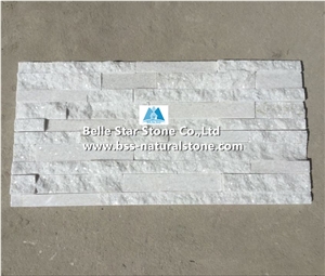 Snow White Quartzite Stacked Stone,Honed & Natural Face Super White Quartzite Culture Stone,Crystal White Quartzite Ledgestone,Natural Stone Cladding,Real Stone Veneer,Quartzite Stone Wall Panels