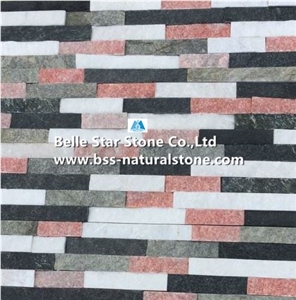 White Black Green Peach Quartzite Stacked Stone,Natural Quartzite Stone Cladding,Mixed Colors Quartzite Stone Veneer,Natural Stone Wall Panels,Quartzite Culture Stone,Quartzite Ledgestone