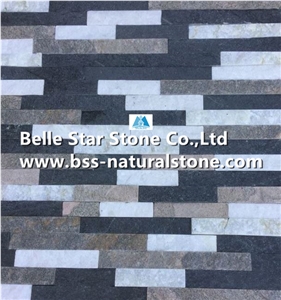 White Quartzite Mixed Black Quartzite and Pink Quartzite Stone Cladding,Quartzite Stacked Stone,Natural Stone Wall Panels,Quartzite Culture Stone,Multicolour Quartzite Ledge Stone,Stone Veneer