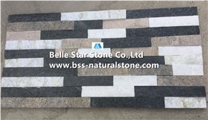 White Quartzite Mixed Black Quartzite and Pink Quartzite Stone Cladding,Quartzite Stacked Stone,Natural Stone Wall Panels,Quartzite Culture Stone,Multicolour Quartzite Ledge Stone,Stone Veneer