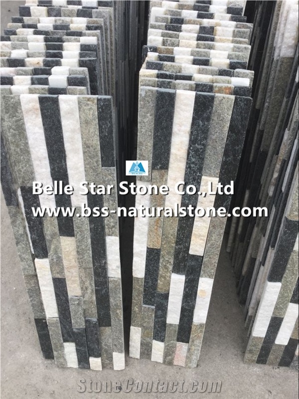 White Quartzite Mixed Black Quartzite and Pink Quartzite Stone Cladding,Quartzite Stacked Stone,Natural Stone Wall Panels,Quartzite Culture Stone,Multicolour Quartzite Ledge Stone,Stone Veneer