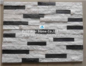 White Quartzite Mixed Black Quartzite Stone Cladding,Quartzite Z Stone Wall Panels,White & Black Quartzite Stacked Stone,Natural Quartzite Culture Stone,Quartzite Ledge Stone,Natural Thin Stone Veneer