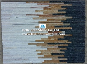 White Quartzite Yellow Sandstone Black Quartzite Water Retaining Wall Cladding,Quartzite & Sandstone Waterfall Shape Ledgestone,Natural Mini Stacked Stone,Real Thin Stone Veneer,Natural Stone Panels