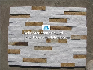 White Quartzite + Yellow Sandstone Stone Cladding,Quartzite & Sandstone Culture Stone,Natural Stone Wall Panels,Real Thin Stone Veneer,Natural Ledgestone,White + Yellow Stacked Stone White Quartzite + Yellow Sandstone Stone Cladding,Quartzite & Sandstone Culture Stone,Natural Stone Wall Panels,Real Thin Stone Veneer,Natural Ledgestone,White + Yellow Stacked Stone