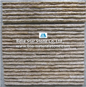 Yellow Granite Peak Shape Culture Stone,Yellow Granite Ledgestone,Yellow Granite Stacked Stone,Granite Stone Cladding,Granite Landscaping Wall Cladding,Yellow Stone Wall Panels,Granite Stone Veneer