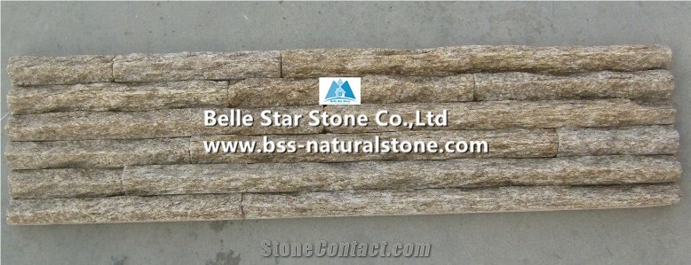 Yellow Granite Peak Shape Culture Stone,Yellow Granite Ledgestone,Yellow Granite Stacked Stone,Granite Stone Cladding,Granite Landscaping Wall Cladding,Yellow Stone Wall Panels,Granite Stone Veneer