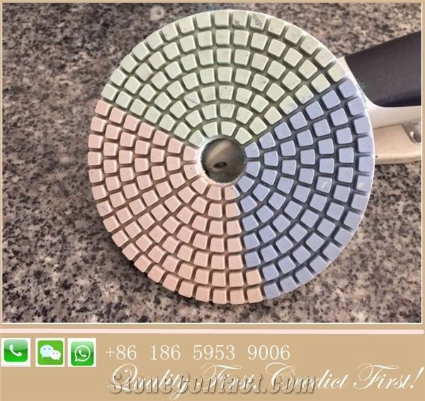4inch Tri-Color Wet Granite Marble Dimaond Polishing Pad