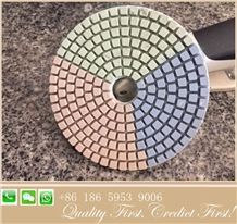 4inch Tri-Color Wet Granite Marble Dimaond Polishing Pad