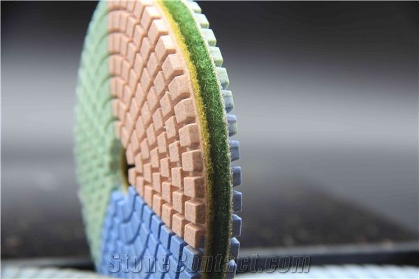 4inch Tri-Color Wet Granite Marble Dimaond Polishing Pad