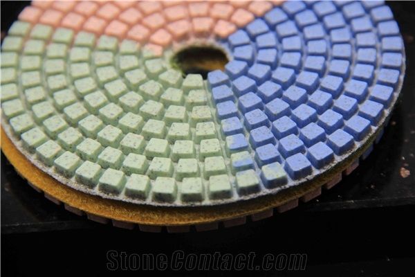 4inch Tri-Color Wet Granite Marble Dimaond Polishing Pad