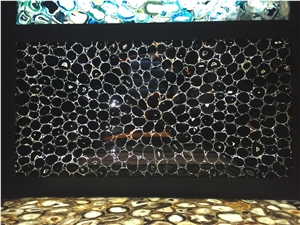 Black Agate Stone Slabs/ Trasparent Gemstone Slabs /Black Semi Precious Stone/ Wall Stone& Table Stone with Various Colors
