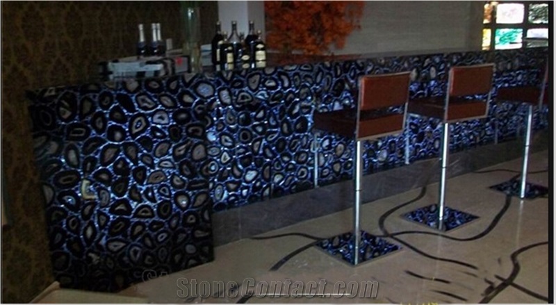 Black Agate Stone Slabs/ Trasparent Gemstone Slabs /Black Semi Precious Stone/ Wall Stone& Table Stone with Various Colors
