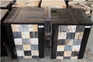 Petrified Wood Stool Square Hollow Petrified Wood Stool Square Hollow