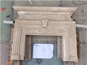 Beige Cream Marble Fireplace