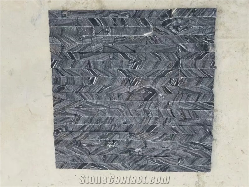 Black Wood Vein Marble Stone Veneer Ledge Stone