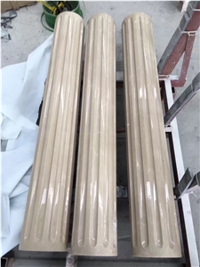 Indoor Beige Cream Marble Sculptured Column , Top , and Base