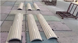 Indoor Beige Cream Marble Sculptured Column , Top , and Base